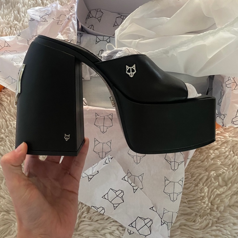 Naked Wolfe Jenna Black Leather Platform